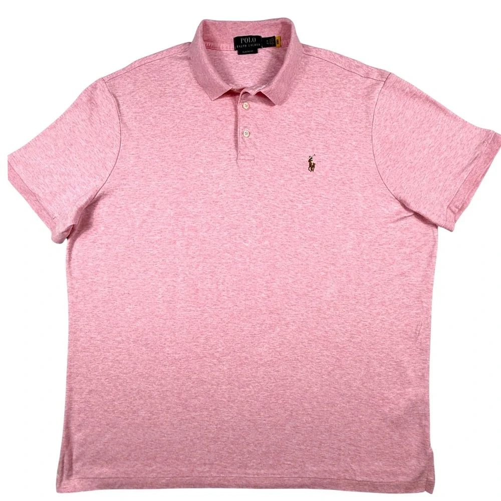 Polo Ralph Lauren Mens XL Classic Fit Pink Heather Short Sleeve Cotton Polo‎